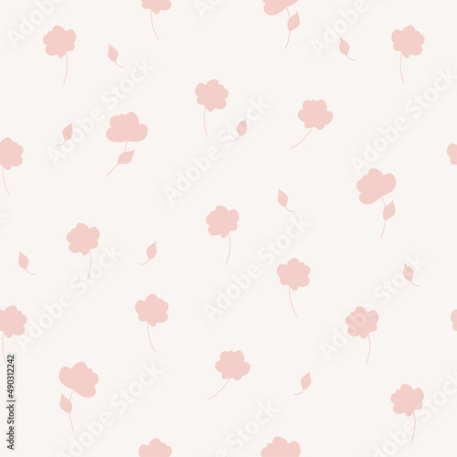 Simple seamless pattern with tenderness soft  flowers. Floral cute background for textile, fabric manufacturing, wallpaper, covers, surface, print, gift wrap, scrapbooking.