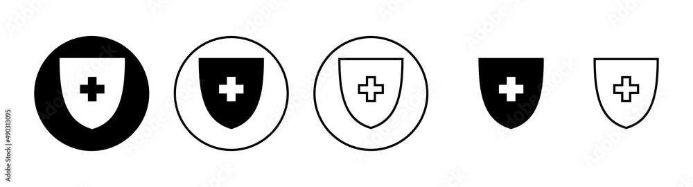 Health insurance icons set. Insurance health document sign and symbol Health insurance icons set. Insurance health document sign and symbol