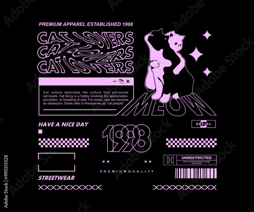 Cat Lovers Graphic Design for T shirt  Street Wear and Urban Style