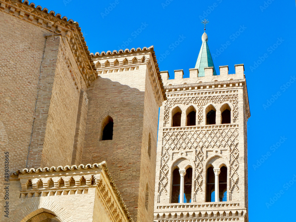 Church of San Pablo with medieval bell tower in Mudejar style in Zaragoza, Spain