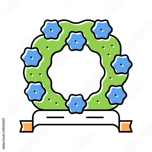 funeral wreath color icon vector isolated illustration