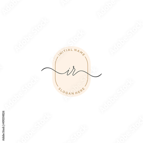 I R IR Initial handwriting logo template vector