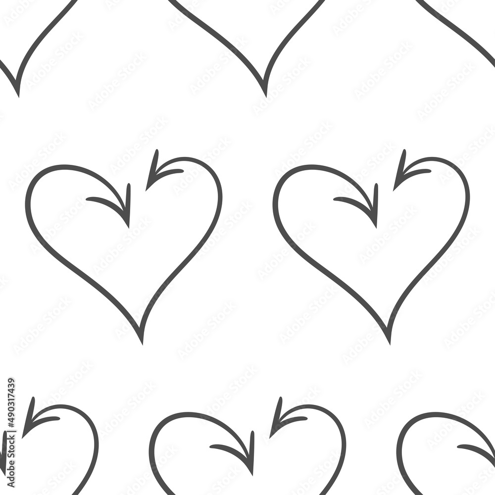 Thin outline arrow heart hand drawn icon. Vector seamless pattern. Black sharp sign of love isolated on a white background. Simple valentine sketch shape illustration Thin outline arrow heart hand drawn icon. Vector seamless pattern. Black sharp sign of love isolated on a white background. Simple valentine sketch shape illustration