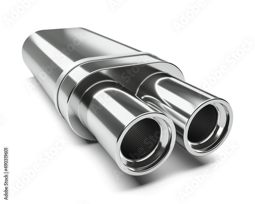 Automotive muffler, to reduce noise from gases escaping into the atmosphere 3d