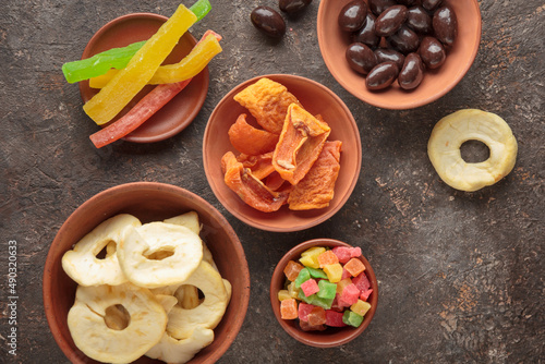 Dried Sweet Fruits on a dark background