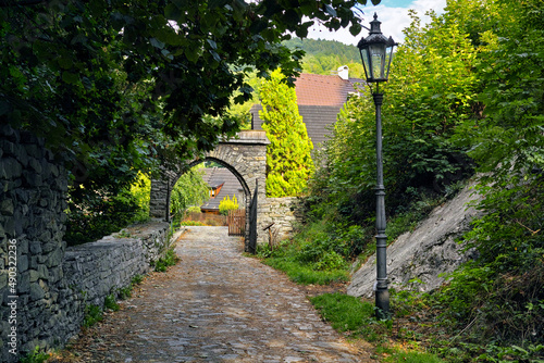 Historical Stone Castle Gate in Štramberk. photo