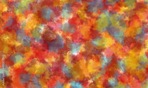 Abstract translucent watercolor background in bright red tones. Cloud texture