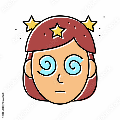 dizziness patient color icon vector illustration