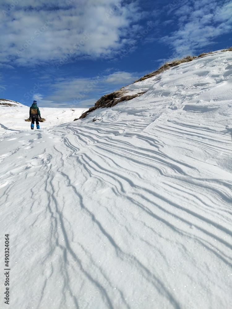 Snow shapes made by the wind in high mountains