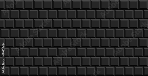 Subway tile background. Black brick wall pattern for kitchen and bathroom. Vector illustration.