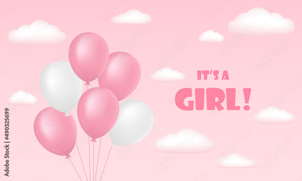 It's a girl. Baby shower poster, invitation or banner