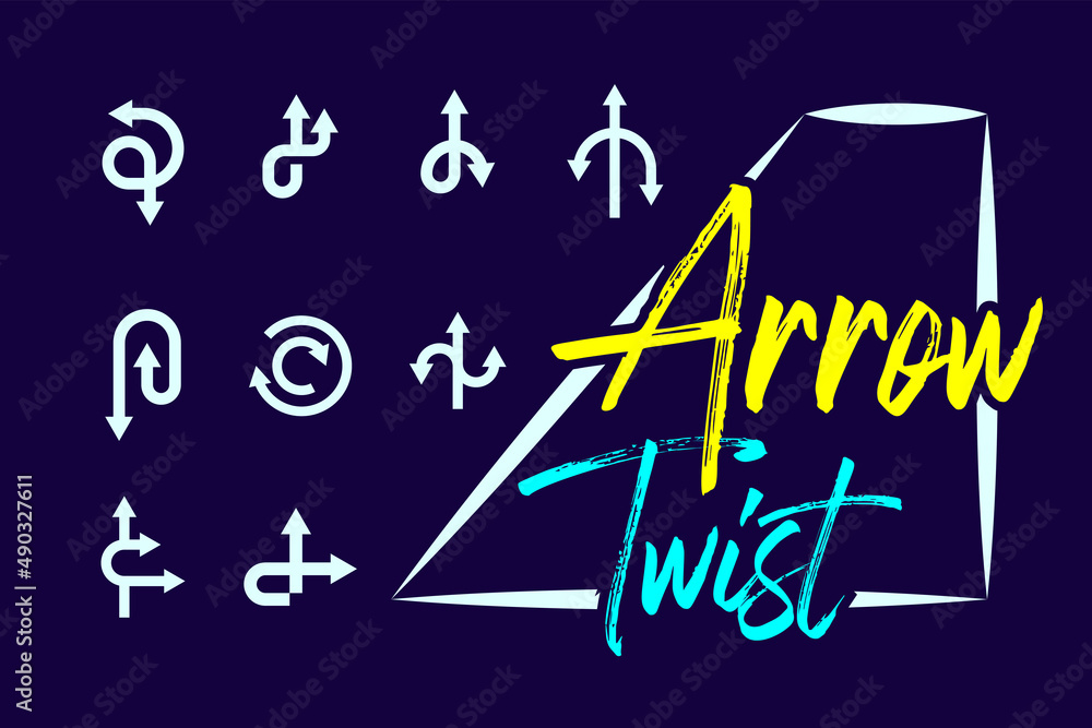 Arrow being twisted in same or different directions vector collection.