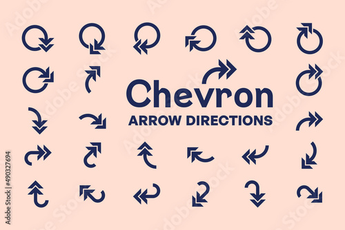 Chevron arrow direction objects with left right up down pointing.