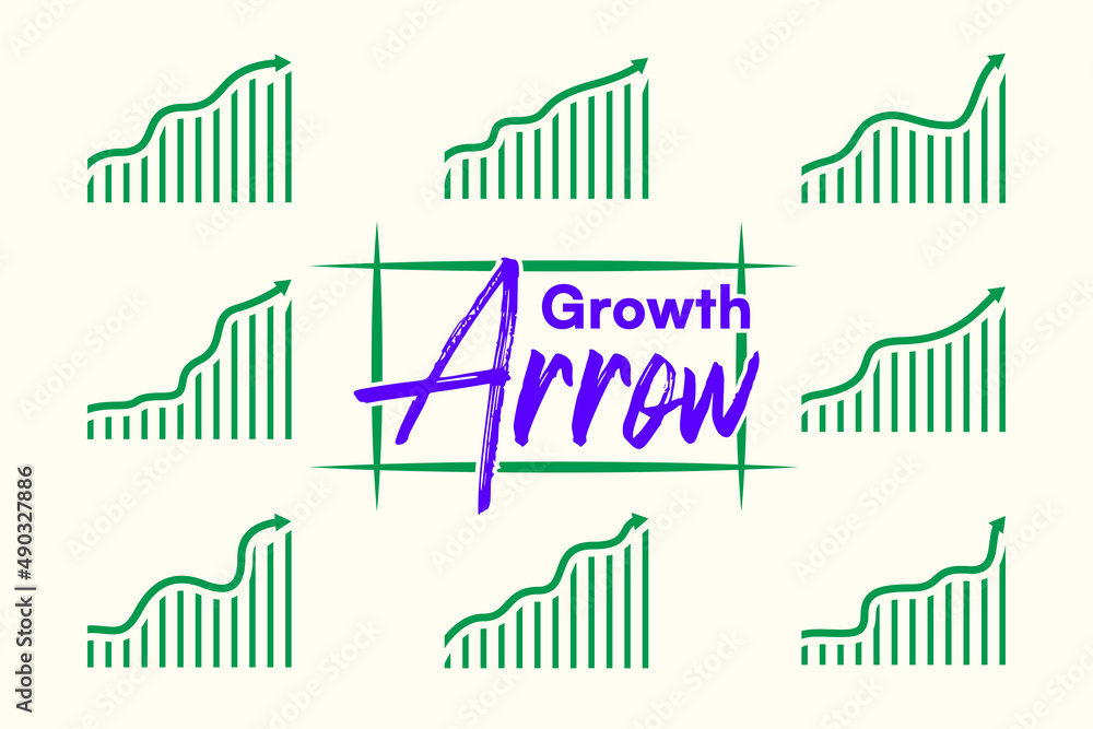 Business growth arrow chart showing upward trends in market.