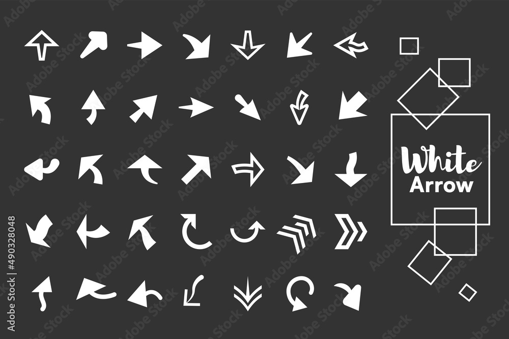 White arrow collection vector for content marketing, presentation, navigation. White arrow collection vector for content marketing, presentation, navigation.