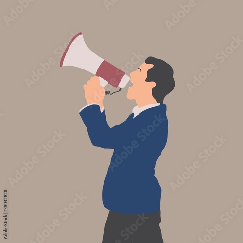 person with megaphone