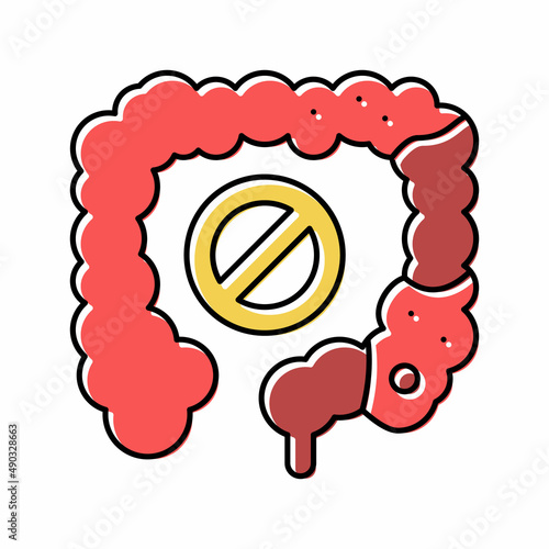 constipation digestion system color icon vector illustration