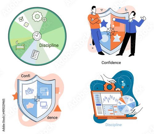 Self confidence concept. Person has private conversation metaphor. Brave confident. Trust property, reassuring partnerships, conviction. Protection of intellectual property. Confidential data