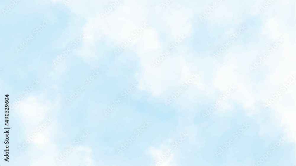 Abstract watercolor background. Blue sky and clouds, hand painted abstract watercolor background, vector illustration