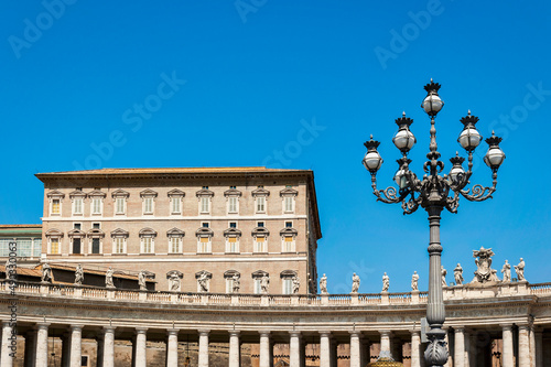 The papal apartments of the Vatican Palace where the Pope holds his traditional speech for the people gathered at St Peter's Square photo