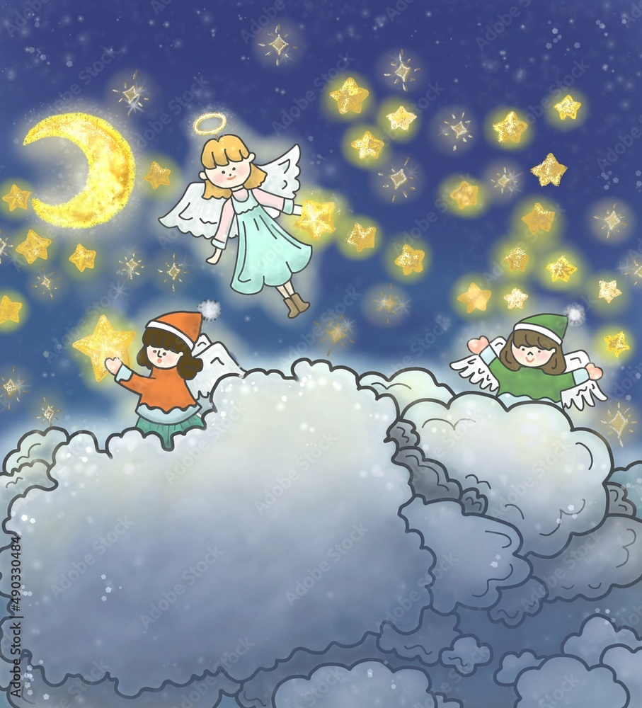 星空 妖精 天使 月 光 ファンタジー お伽話 壁紙 イラスト 背景 星空 妖精 天使 月 光 ファンタジー お伽話 壁紙 イラスト 背景