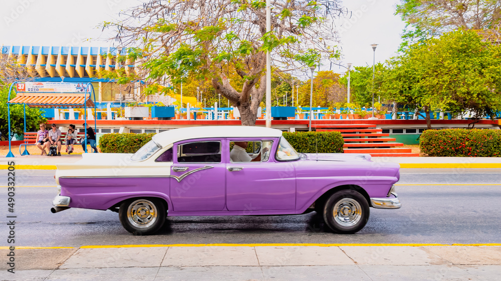 Old classic car in Cuba. These kinds of vehicles are traditional in the