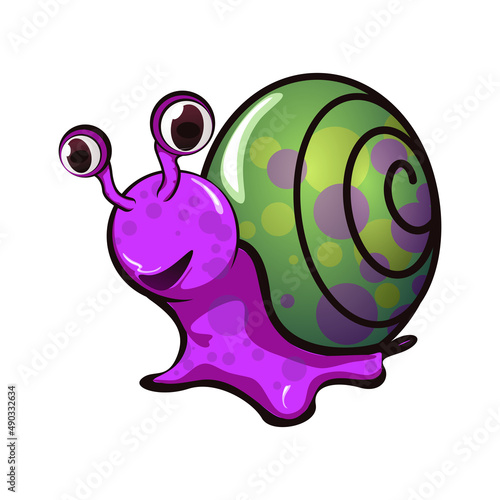 cute snail cartoon mascot illustration vector