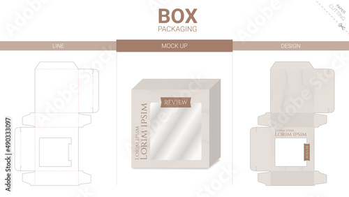 Box packaging and mockup die cut template