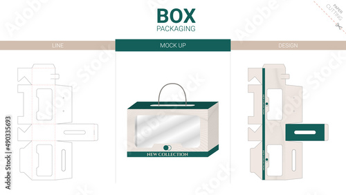 Box packaging and mockup die cut template