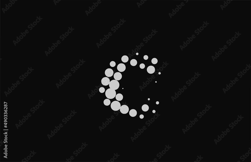 dotted C alphabet letter icon logo design. Creative template for business and company with dot