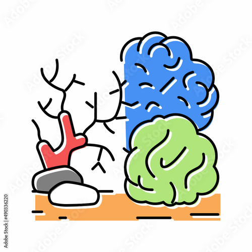reef coral ocean color icon vector illustration