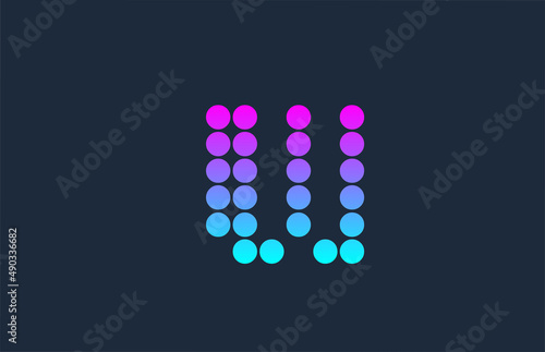 dot W pink blue alphabet letter logo icon design. Creative template for company and business