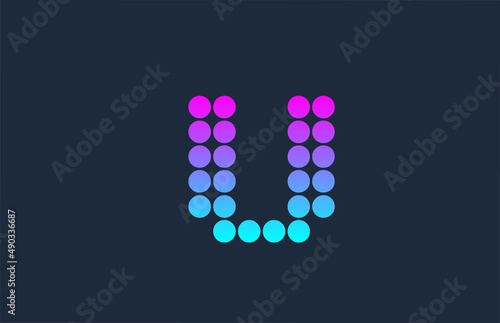 dot U pink blue alphabet letter logo icon design. Creative template for company and business