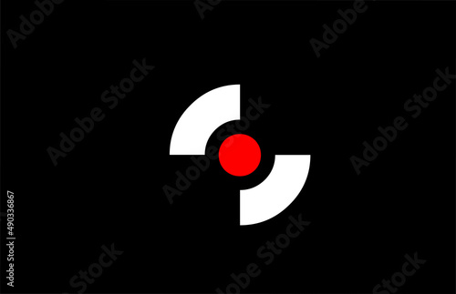 S alphabet letter icon logo design. Creative template for company and business with red dot in white and black