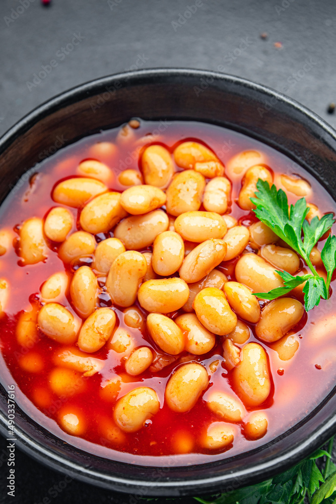 bean tomato sauce beans healthy food fresh portion healthy meal diet snack on the table copy space food background bean tomato sauce beans healthy food fresh portion healthy meal diet snack on the table copy space food background