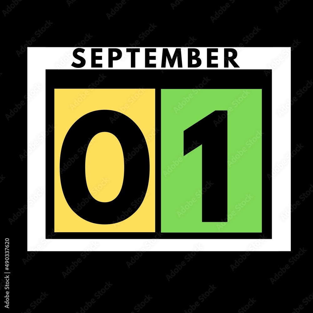 Obraz premium September 1 . colored flat daily calendar icon .date ,day, month .calendar for the month of September , September month