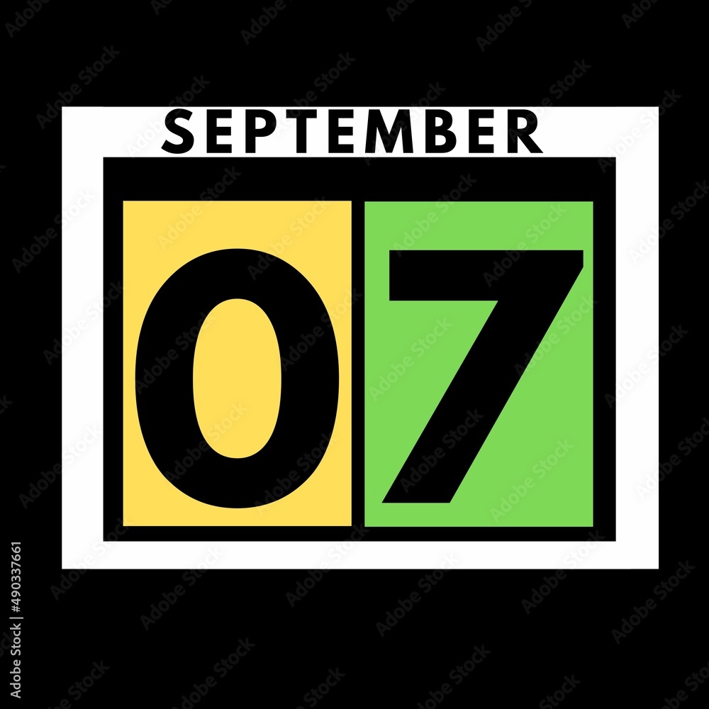 Obraz premium September 7 . colored flat daily calendar icon .date ,day, month .calendar for the month of September , September month