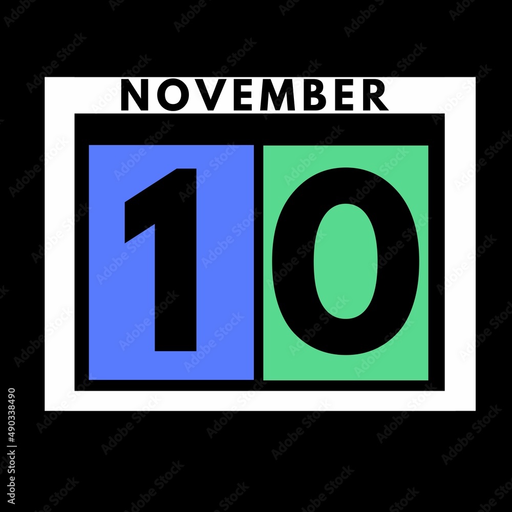 Obraz premium November 10 . colored flat daily calendar icon .date ,day, month .calendar for the month of November , November month