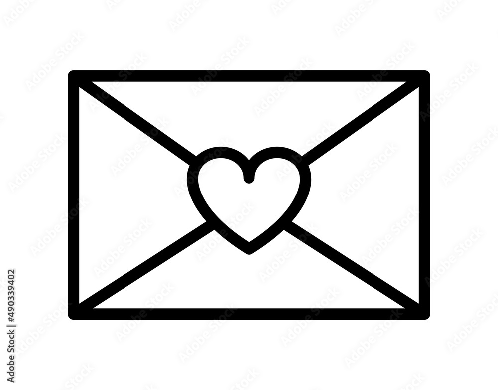 Email message flat line icon. Outline sign for mobile concept and web design, store