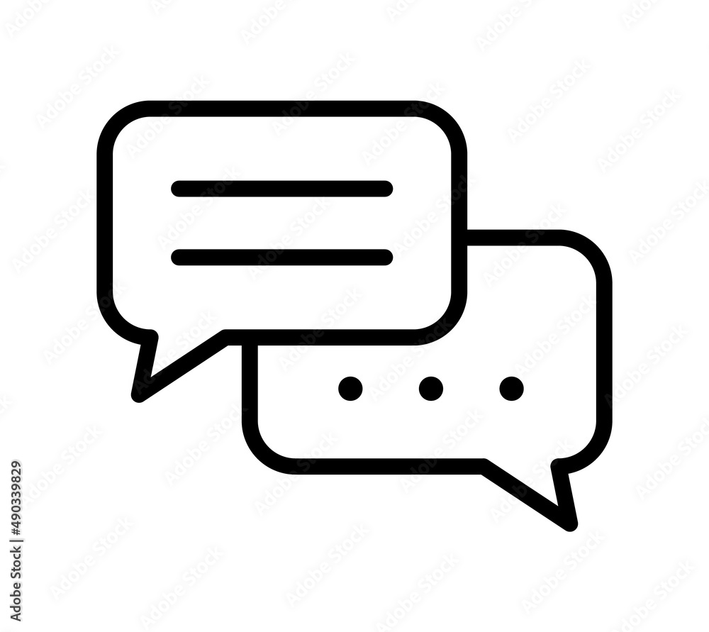 Chat speech bubble flat line icon. Outline sign for mobile concept and web design, store Chat speech bubble flat line icon. Outline sign for mobile concept and web design, store