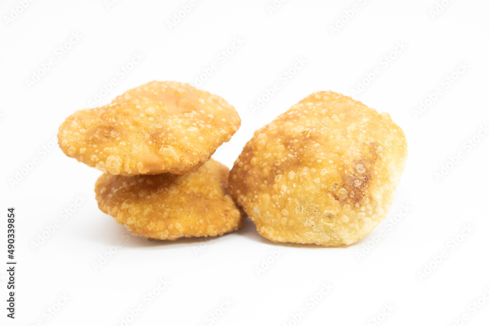 fried puri isolated on a white background
