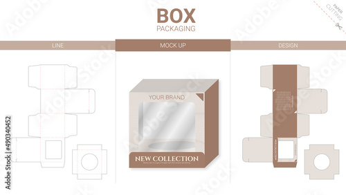 Box packaging and mockup die cut template