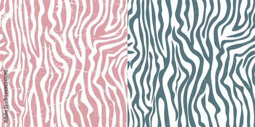 Abstract seamless vector pattern of zebra skin. Set Abstract print from the skin of wild animals. For print, web, home decor, fashion, surface, graphic design