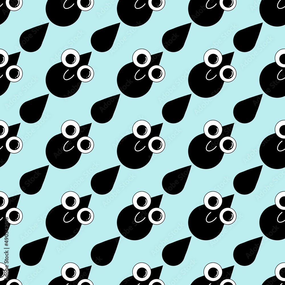Fototapeta premium Kids seamless water rain drops pattern for fabrics and textiles and packaging and gifts and cards and linens and kids