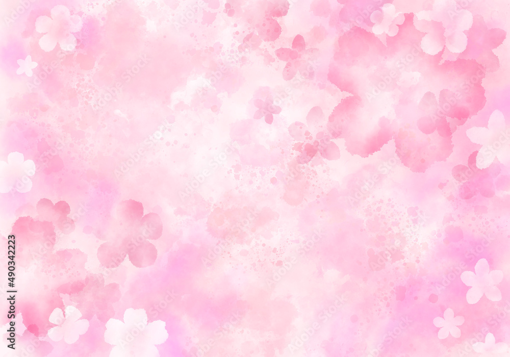 A cherry blossom hand painting with a space for typography, letters, and other paintings, or a graphic set against cherry blossoms on a spring day. A cherry blossom hand painting with a space for typography, letters, and other paintings, or a graphic set against cherry blossoms on a spring day.