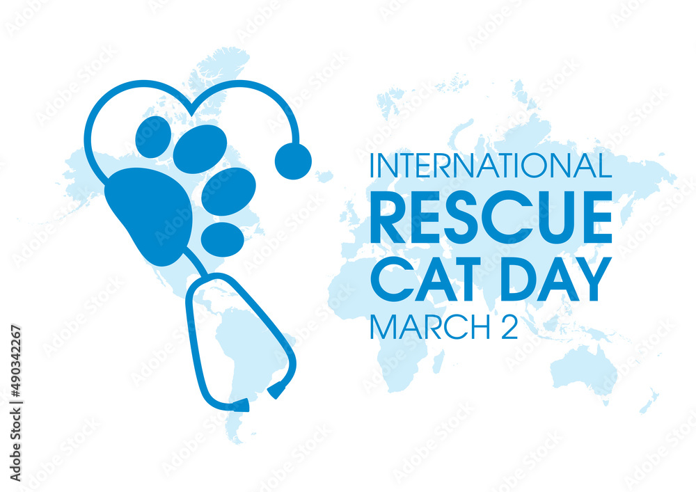 International Rescue Cat Day vector. Animal cat paw print and