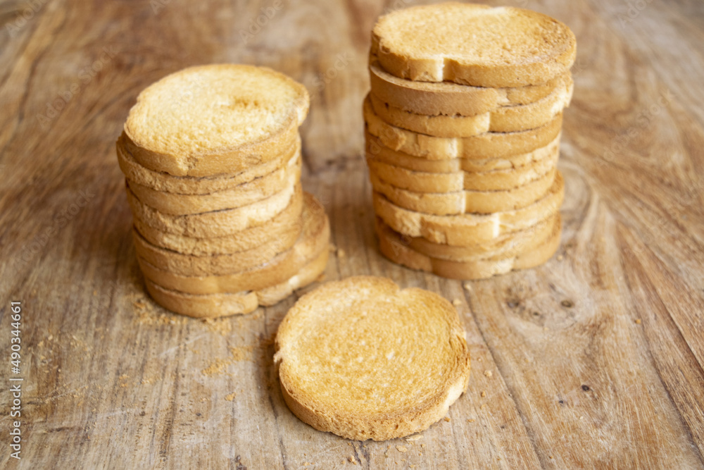 two stack of rusks Stock Photo | Adobe Stock