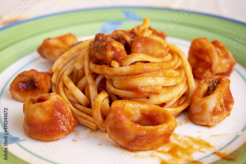 squid pasta with marinara sauce