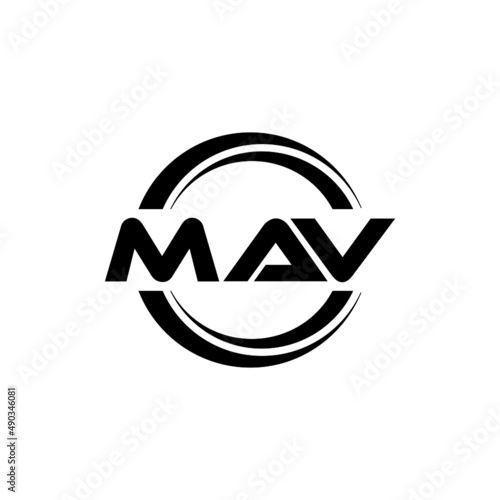 MAV letter logo design with white background in illustrator, vector logo modern alphabet font overlap style. calligraphy designs for logo, Poster, Invitation, etc. photo