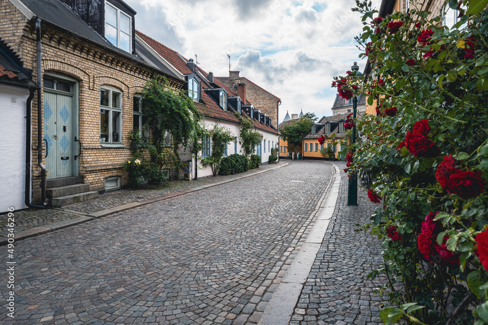View of a street in central Lund, Sweden.
